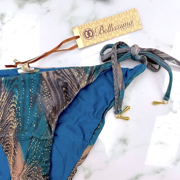 Chic Bandeau Bikini Set in Blue and Brown from Bellissima Swimwear. - Picture 9 of 9
